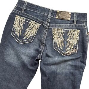 Harley Davidson Vintage Angel Wing Jeans Women 4 Y2K Biker Rhinestone Bootcut